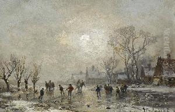 Eisvergnugen. Oil Painting by Adolf Stademann