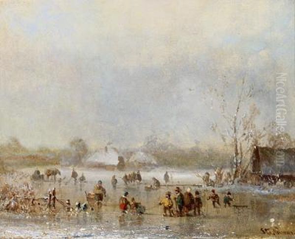 Eisvergnugen Oil Painting by Adolf Stademann