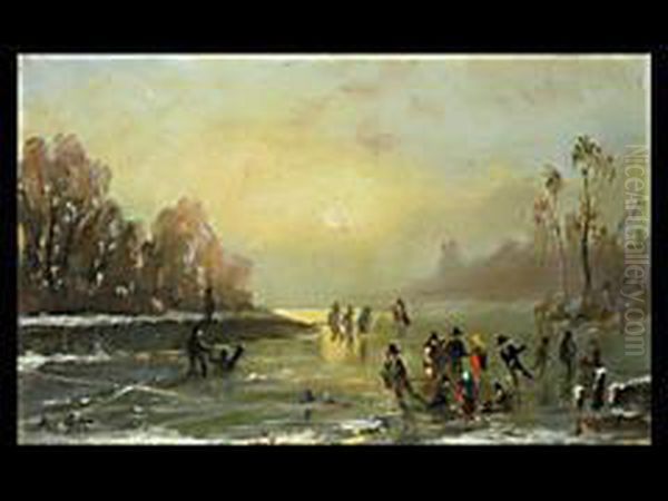 Eisvergnugen Oil Painting by Adolf Stademann