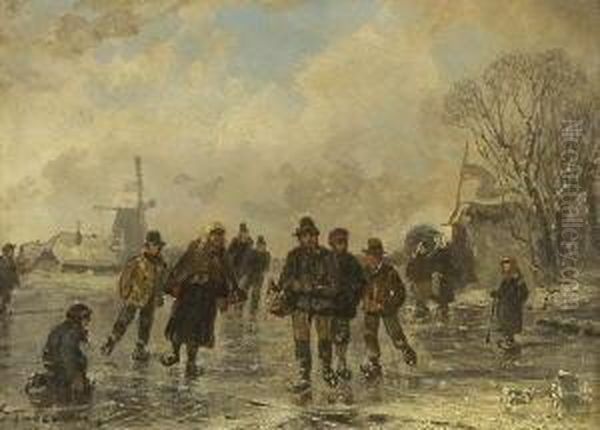 Eisvergnugen. Oil Painting by Adolf Stademann