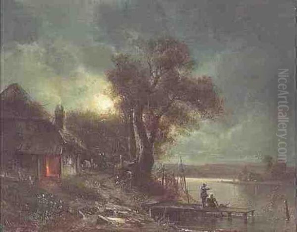 Mondnacht Am Wasser Oil Painting by Adolf Stademann