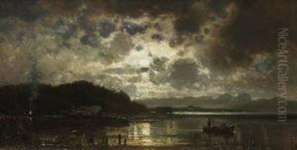 Mondnacht Am Starnberger
 See. Oil Painting by Adolf Stademann