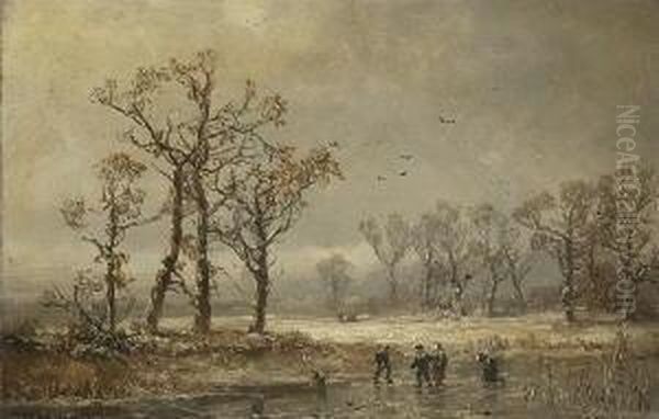 Eisvergnugen. Oil Painting by Adolf Stademann