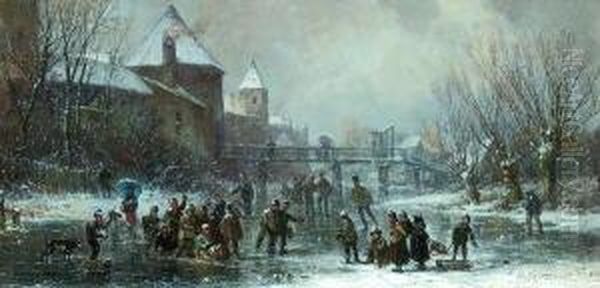 Eisvergnugen. Oil Painting by Adolf Stademann