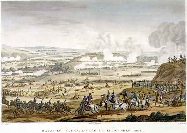 The Battle of Jena, 14 October 1806, engraved by Edme Bovinet 1767-1832 Oil Painting by Jacques Francois Joseph Swebach