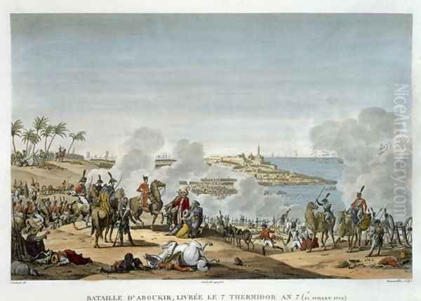 The Battle of Aboukir, 7 Thermidor, Year 7 25 July 1799 engraved by Louis Francois Couche 1782-1849 Oil Painting by Jacques Francois Joseph Swebach