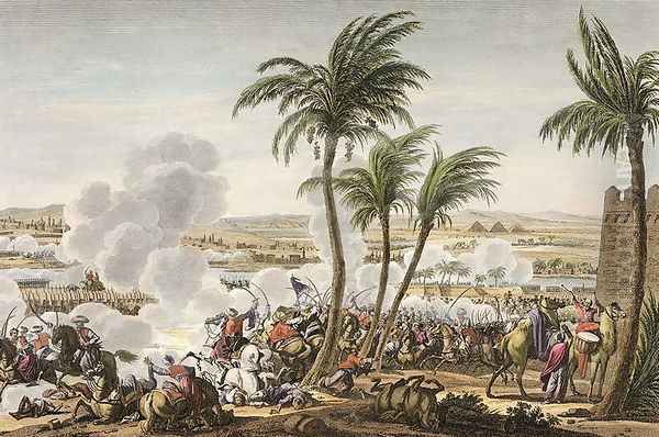 The Battle of the Pyramids, 3 Thermidor, Year 6 21 July 1798 engraved by Louis Francois Couche 1782-1849 Oil Painting by Jacques Francois Joseph Swebach