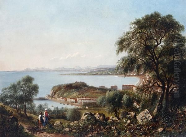 An Italian Coastal View Oil Painting by William Clarkson Stanfield