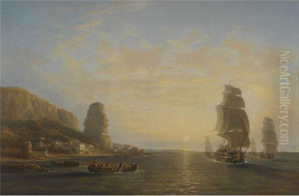 British Shipping In The Balkans Oil Painting by William Clarkson Stanfield