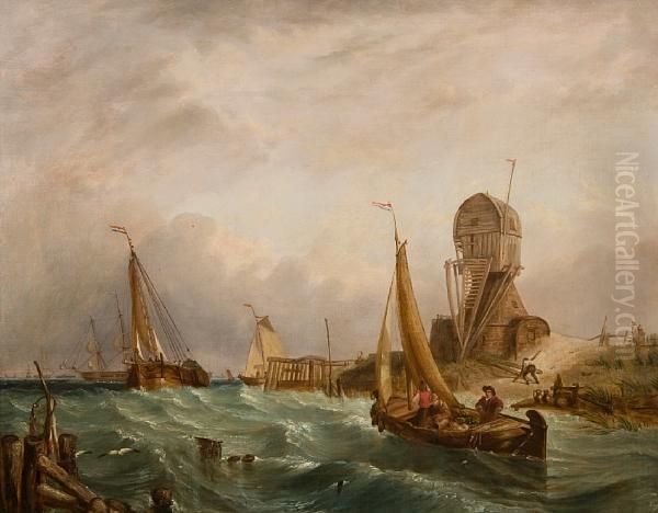 Entrance To The Zuyder Zee, Tixelisland Oil Painting by William Clarkson Stanfield