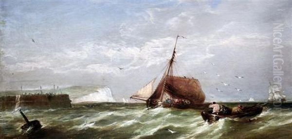 Fishing Boats In A Squall Off Dover Oil Painting by William Clarkson Stanfield