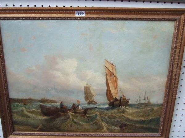 Vessels Off The Coast Oil Painting by William Clarkson Stanfield