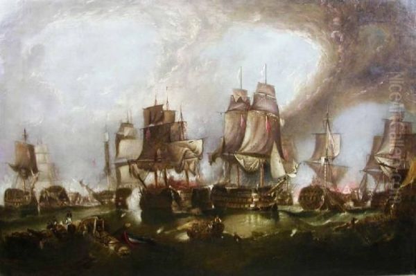 The Battle Of Trafalgar' Oil Painting by William Clarkson Stanfield