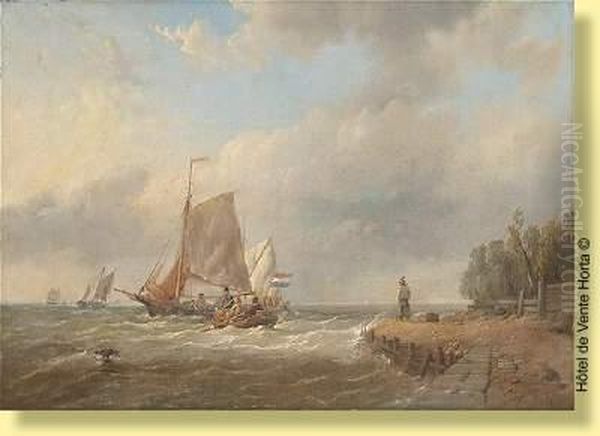 Ledepart Des Pecheurs Oil Painting by William Clarkson Stanfield