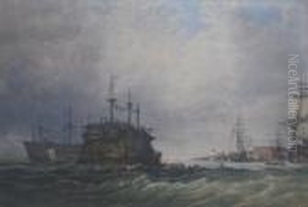 Hulks Off Portsmouth Oil Painting by William Clarkson Stanfield