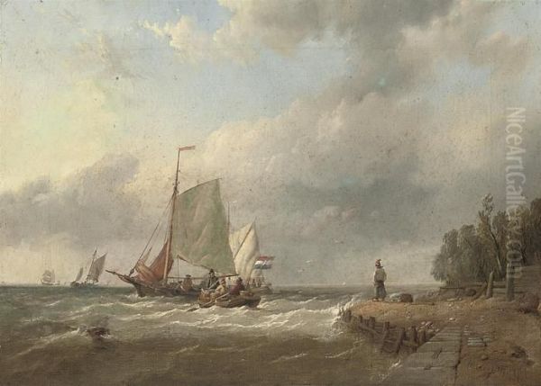 A Blustery Day Off The Dutch Coast Oil Painting by William Clarkson Stanfield