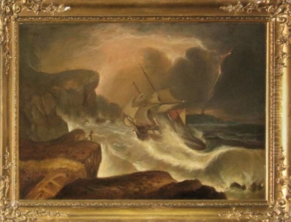 Wreckers In A Storm Oil Painting by William Clarkson Stanfield