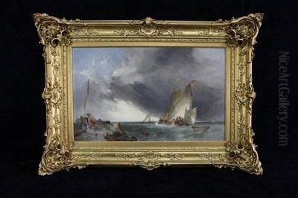 Seascape With Fishing Boats Oil Painting by William Clarkson Stanfield