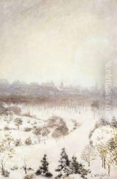 Central Park Oil Painting by Edward Stieglitz