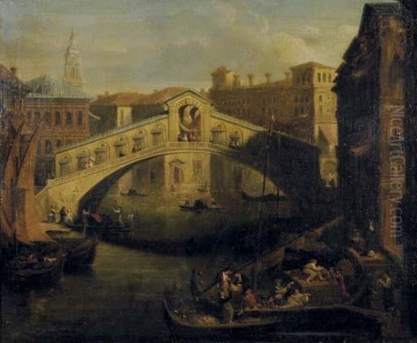 View Of The Rialto Bridge, Venice Oil Painting by William Clarkson Stanfield