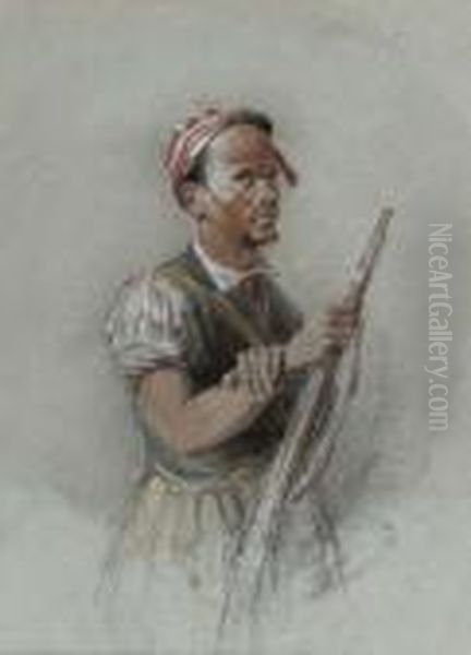 A Soldier Oil Painting by William Clarkson Stanfield