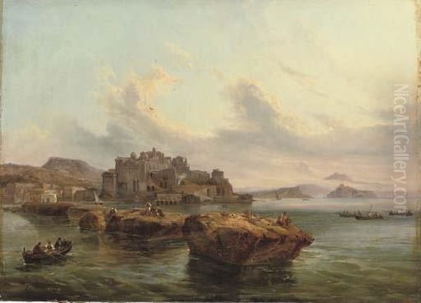 A Quiet Day Off The Coast Oil Painting by William Clarkson Stanfield