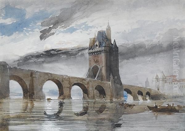 A Bridge On The Rhine Oil Painting by William Clarkson Stanfield