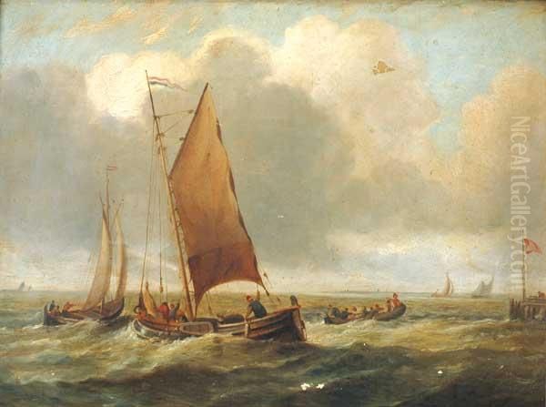 Partida De Barcos Pesqueros
 Oleo Sobre Tabla Oil Painting by William Clarkson Stanfield