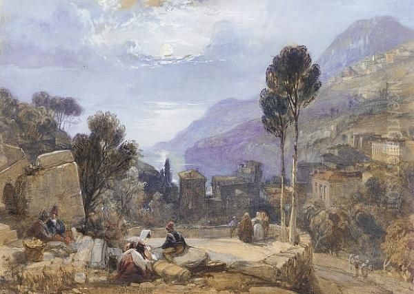 Mount Etna From Taormina, Sicily Oil Painting by William Clarkson Stanfield