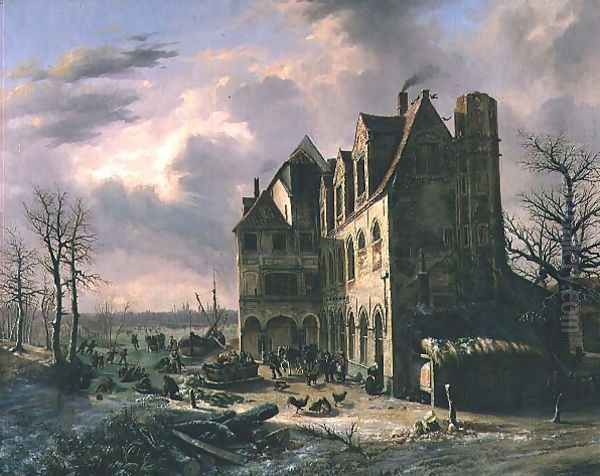 The Change-over at the Old Abbey Oil Painting by Louis Schepens