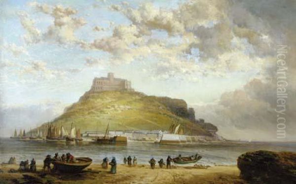 Clam Diggers On A Low Tide Oil Painting by William Clarkson Stanfield