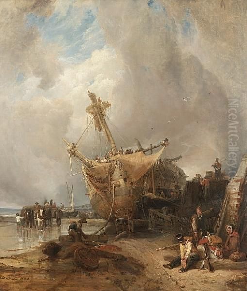 Clearing The Wreck Of A Transport Oil Painting by William Clarkson Stanfield