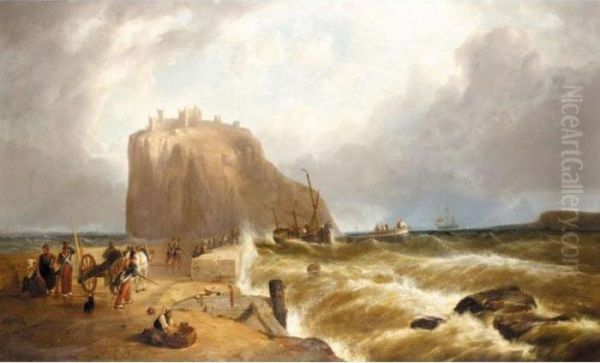 The Castle Of Ischia From The Mole Oil Painting by William Clarkson Stanfield