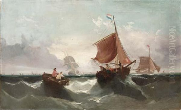 Shipping In Midchannel Oil Painting by William Clarkson Stanfield