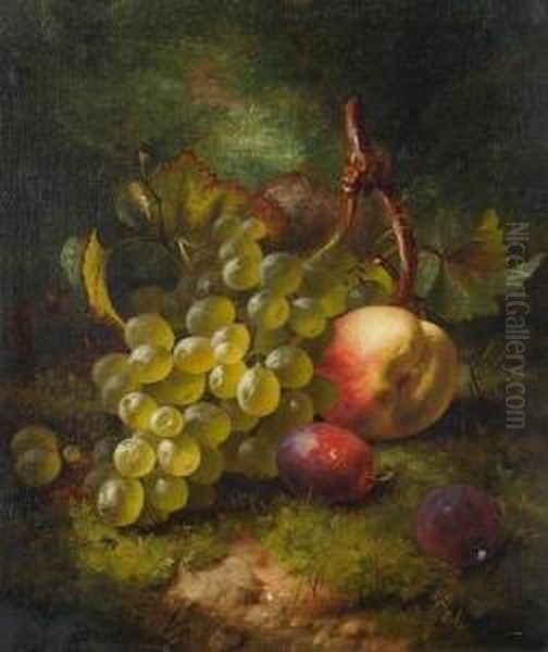 Still Life Of Flowers And Fruit On A Mossybank Oil Painting by Eloise Harriet Stannard