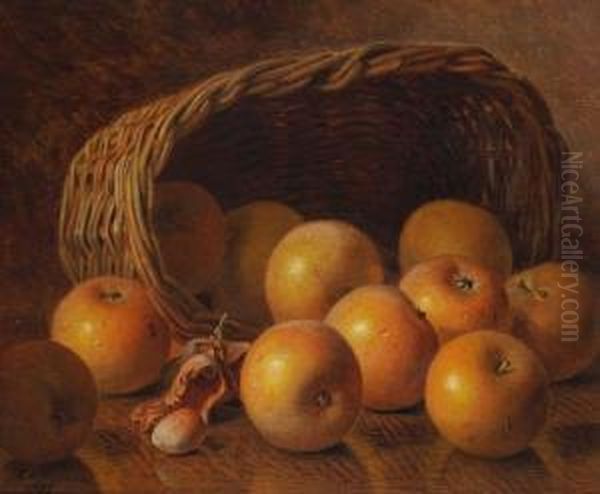 Still Life Of Apples And A Basket Oil Painting by Eloise Harriet Stannard