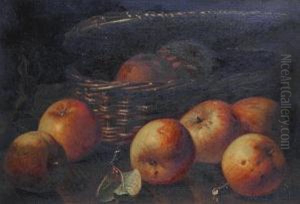 Still Life Of Ribston Pippin Apples Oil Painting by Eloise Harriet Stannard