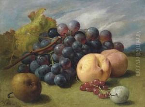 Still Life With Fruit In A Basket; Still Life With Fruit Oil Painting by Eloise Harriet Stannard