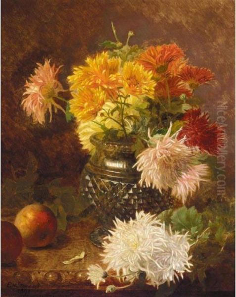 Chrysanthemums And Apples Oil Painting by Eloise Harriet Stannard