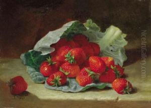 Strawberries On A Cabbage Leaf Oil Painting by Eloise Harriet Stannard