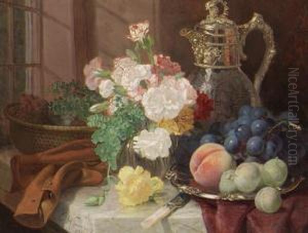 Still Life With Fruit And Flowers Oil Painting by Eloise Harriet Stannard