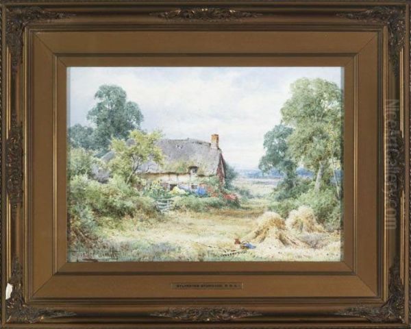 A Cottage Garden Oil Painting by Henry John Sylvester Stannard