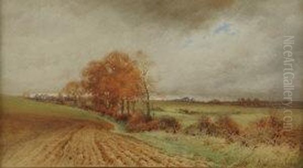 Autumn Landscape With Ploughed Field Oil Painting by Henry John Sylvester Stannard