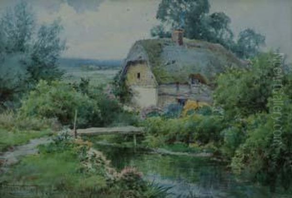 Cottage On The River Ouse Oil Painting by Henry John Sylvester Stannard