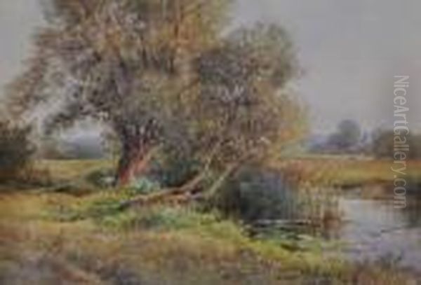 Water Meadows Beside The River Ouse Oil Painting by Henry John Sylvester Stannard