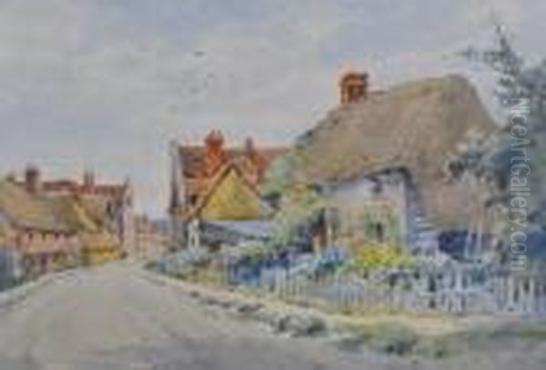 Street Scene Old Steyning Oil Painting by Henry John Sylvester Stannard