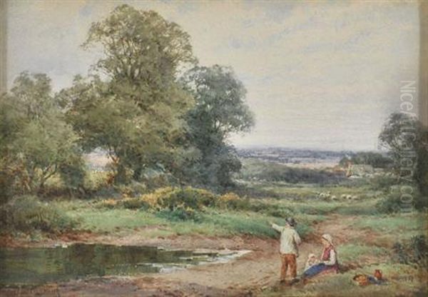 Landscape With Figures And Sheep Oil Painting by Henry John Sylvester Stannard