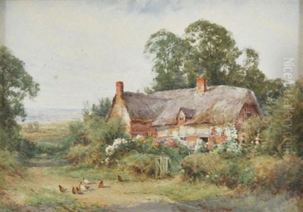 Cottage Scene With Chickens Oil Painting by Henry John Sylvester Stannard