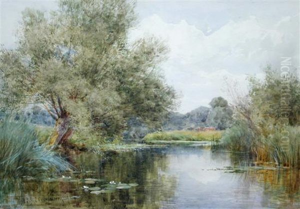 A Quiet Backwater Oil Painting by Henry John Sylvester Stannard