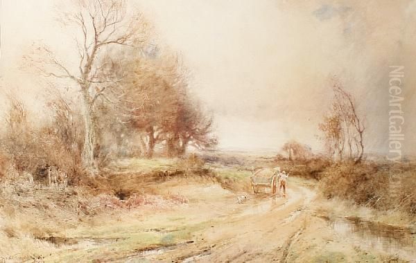 Haycart On A Country Lane Oil Painting by Henry John Sylvester Stannard